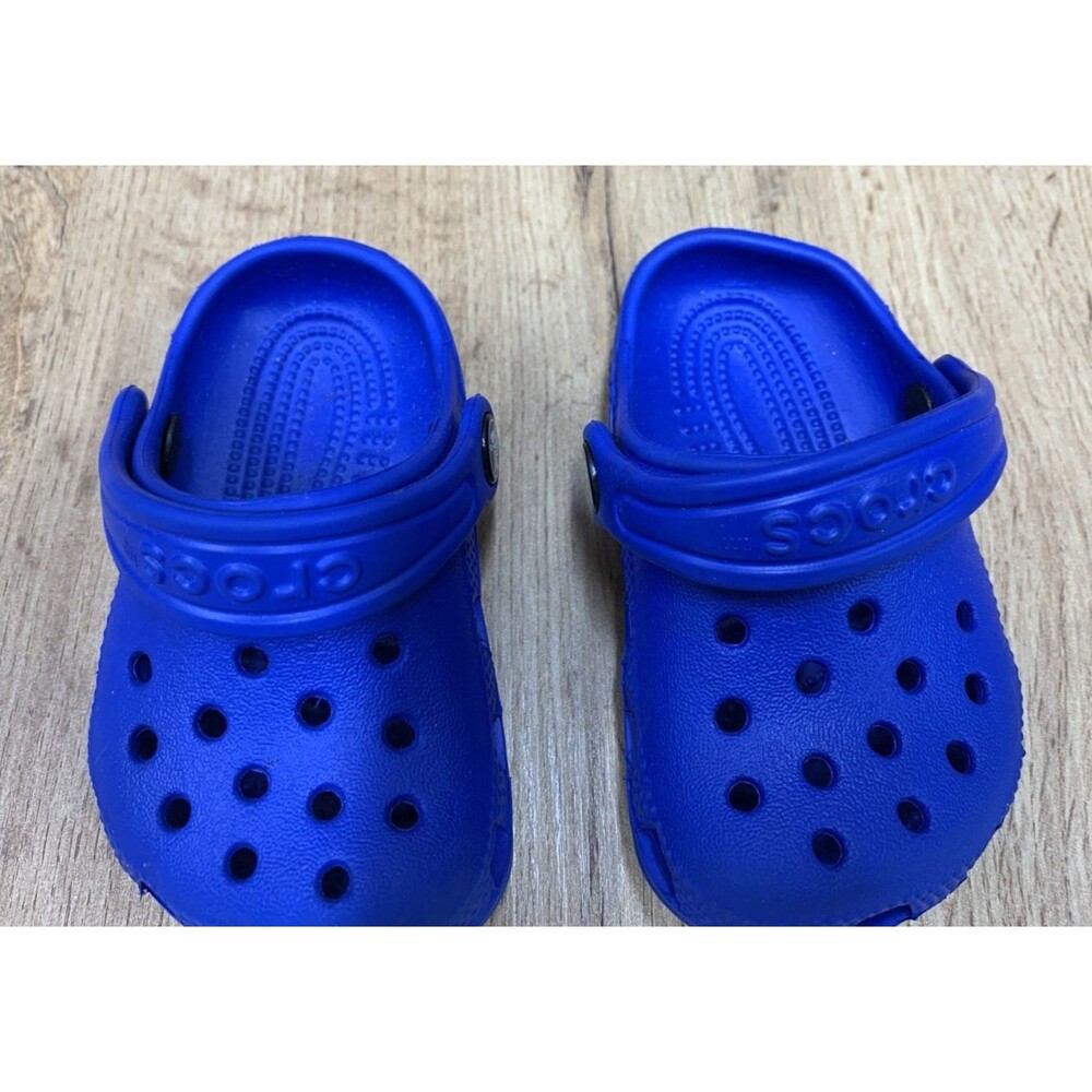 Croc Kids Clogs Slip On Shoes 207011 Adjustable Straps Blue Toddlers Size 2/3 - Picture 8 of 15
